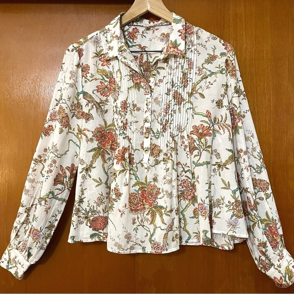 Pilcro Anthropologie Floral Button Down Blouse, Size Medium - Picture 3 of 11